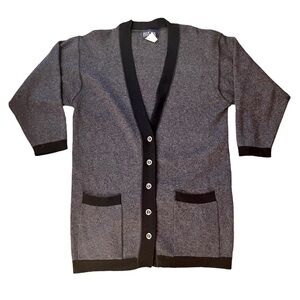 Vintage Bay Club Lambswool Blue Grey CottageCore Cardigan Sweater (Medium)